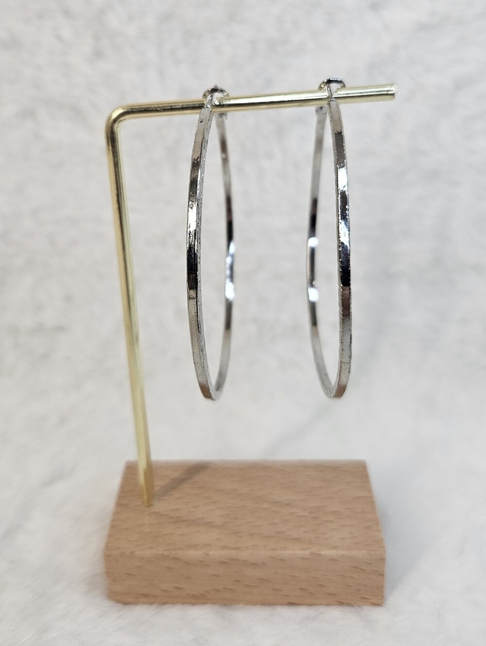 Aura Silver Tone Faceted Hoop Earrings
